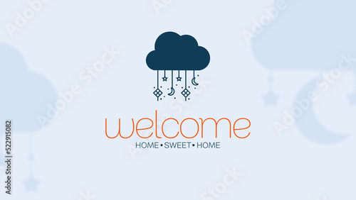 Beautiful welcome back home banner design concept. hand drawn islamic welcome background