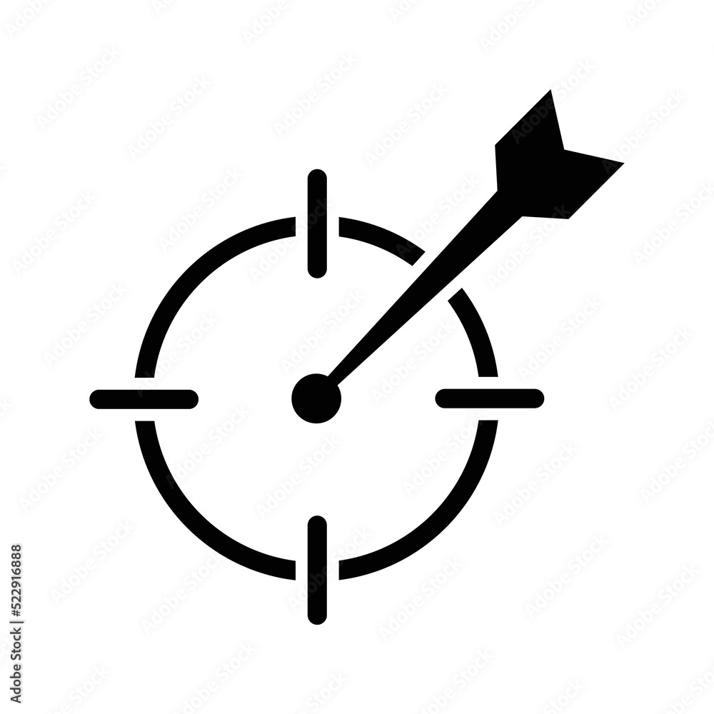 Aim, arrow, target icon. Black vector illustration. Aim, arrow, target icon. Black vector illustration.