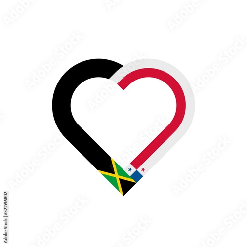 unity concept. heart ribbon icon of jamaica and panama flags. vector illustration isolated on white background	