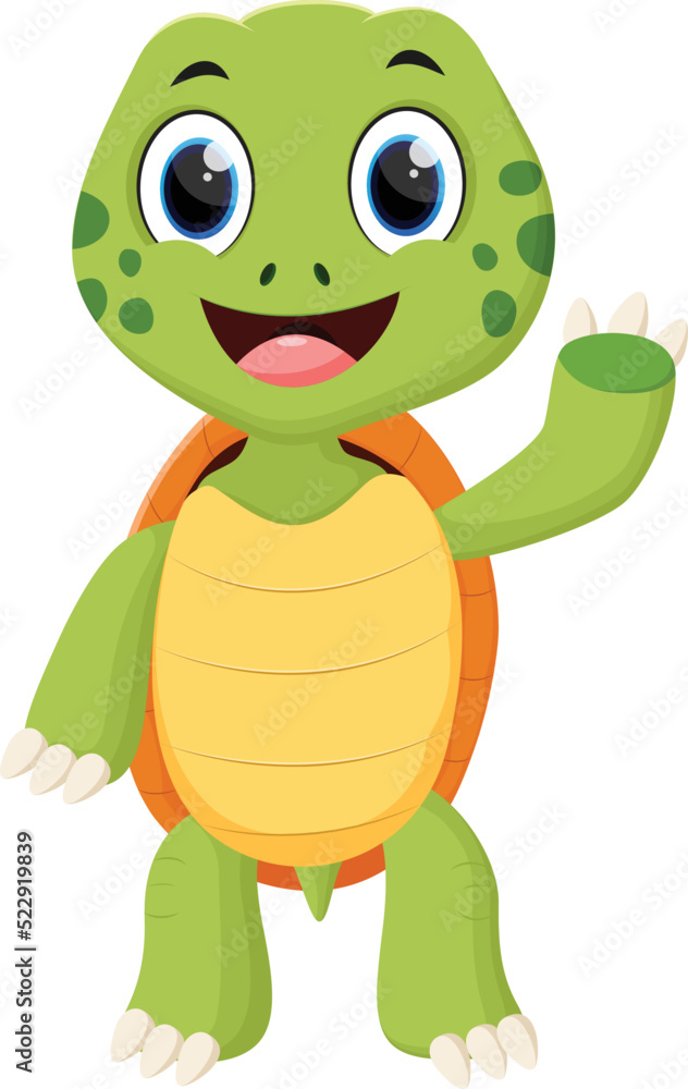 Obraz premium Cartoon Happy turtle isolated on white background
