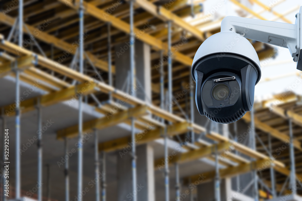 security CCTV camera or surveillance system with construction site on