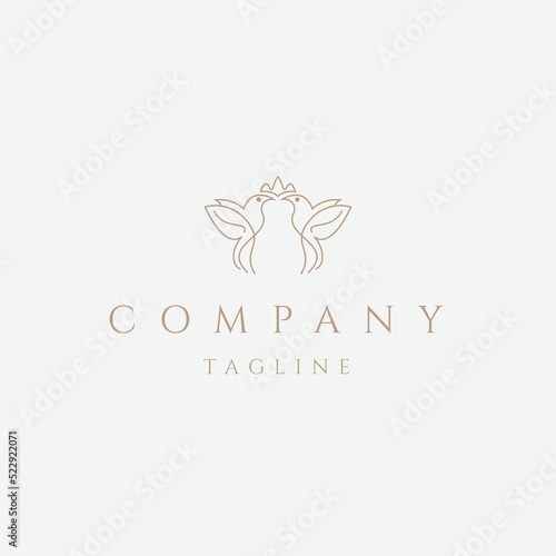 Canary bird line logo design template flat vector