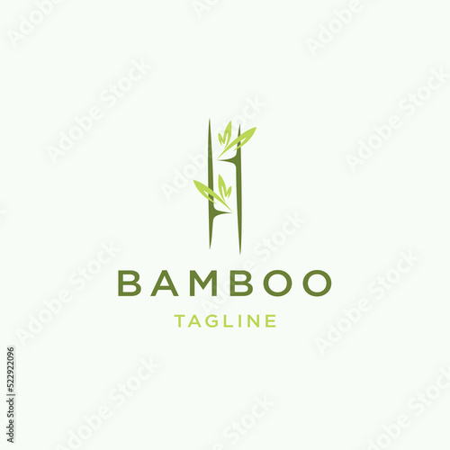 Bamboo logo design template flat vector illustration