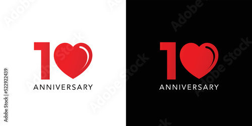 Modern and professional 10 love anniversary logo design