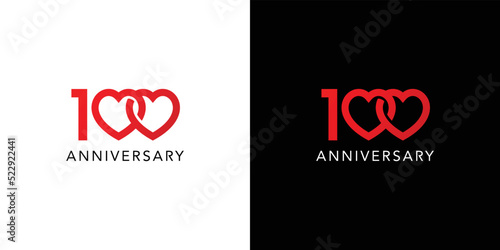 Modern and professional 100 love anniversary logo design 2