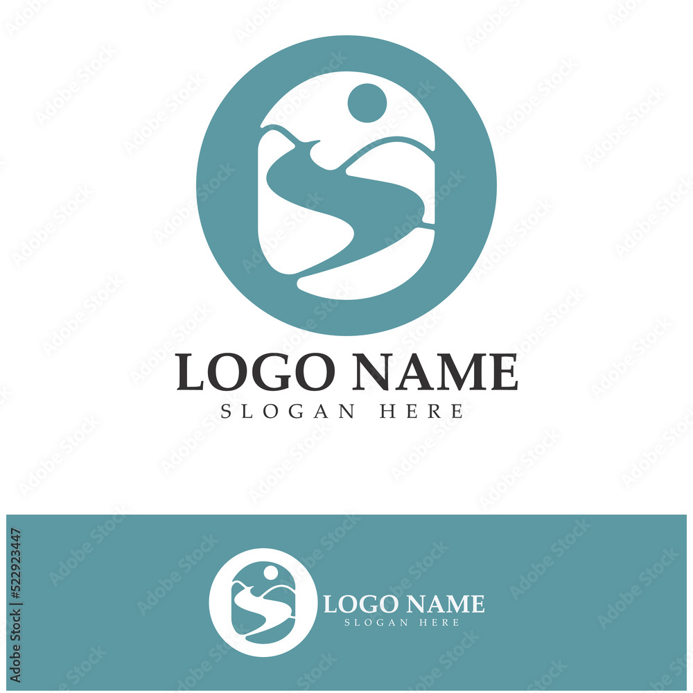 Obraz premium River Logo vector icon illustration design template