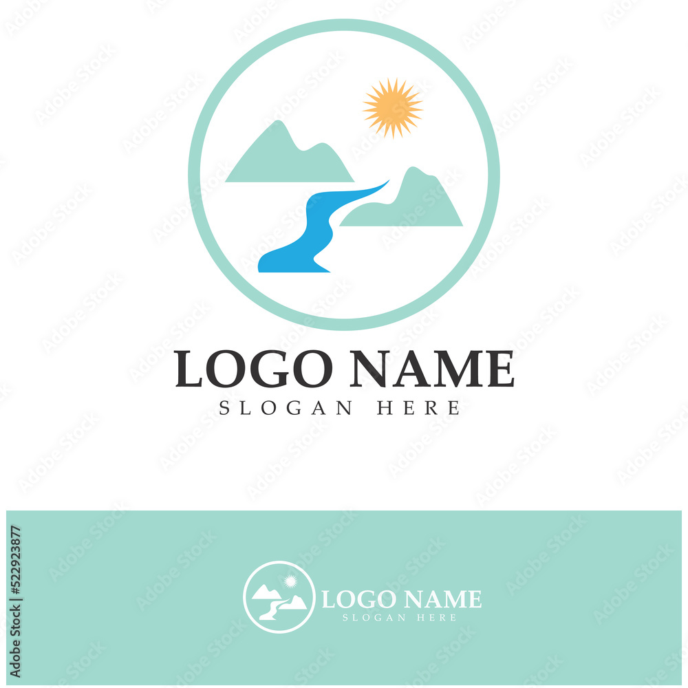 River Logo vector icon illustration design template