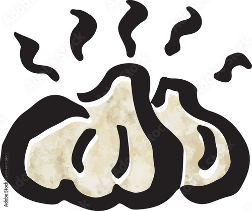 墨絵のニンニクのシンプルなイラスト