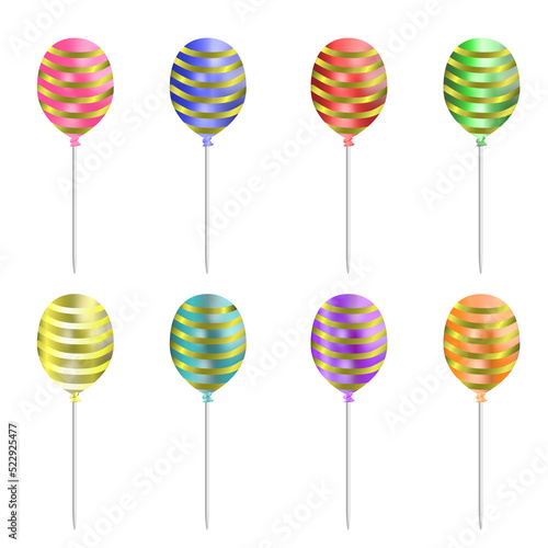 Realistic 3d balloon colorful collection set PNG.  © busaba