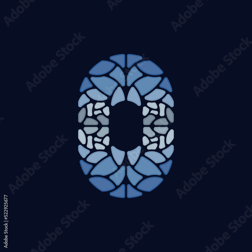 Letter O Stone Mosaic Creative Logo, vector logo letter O made of colored stones, Abstract vector logo letter O with stones	