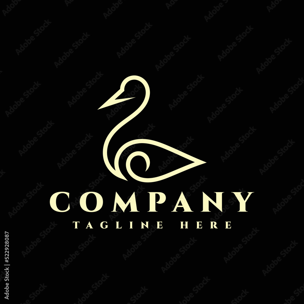 abstract luxury swan, goose or duck in line style logo design abstract luxury swan, goose or duck in line style logo design