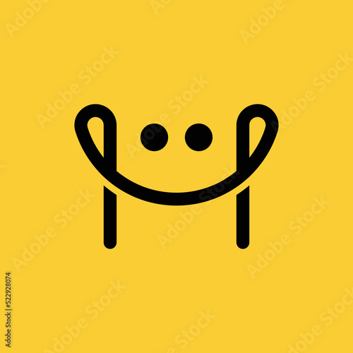 letter H happy smile logo design
