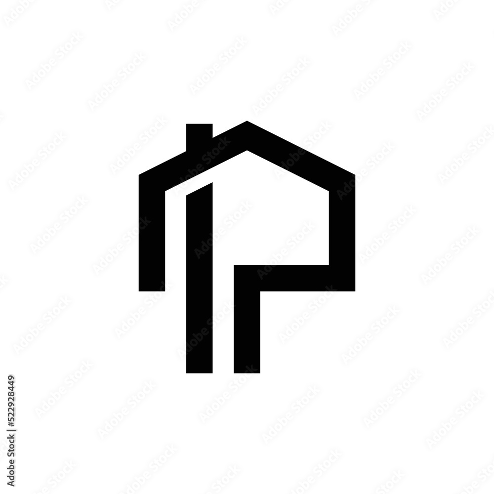 letter P home building logo design letter P home building logo design