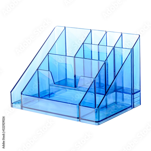 Plastic stand for pencils and pens, isolated on a white background. Stationery for school and office