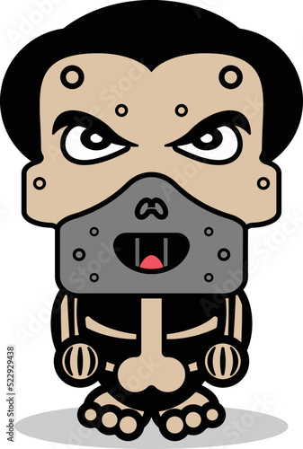 cute hannibal lecter bone mascot character cartoon vector illustration 