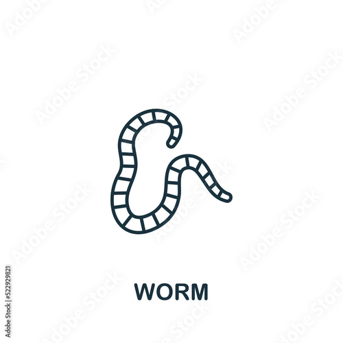 Worm icon. Monochrome simple Fishing icon for templates  web design and infographics