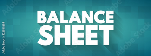 Balance sheet - summary of the financial balances of an individual or organization  text concept for presentations and reports