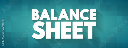 Balance sheet - summary of the financial balances of an individual or organization, text concept for presentations and reports