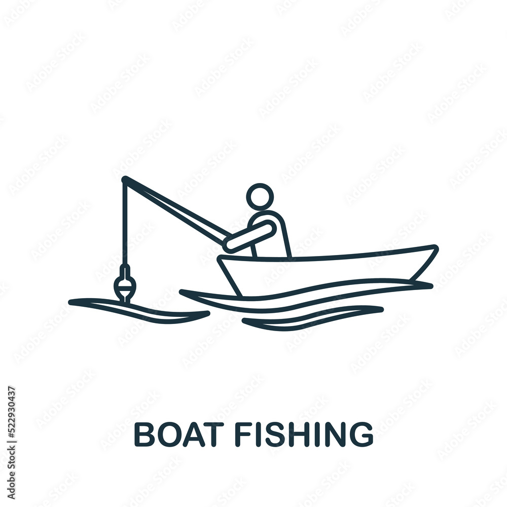 Boat Fishing icon. Monochrome simple Fishing icon for templates, web design and infographics