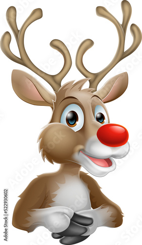 An illustration of a happy cartoon Christmas Reindeer