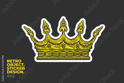 Billede på lærred Sticker with a graceful crown in engraving style