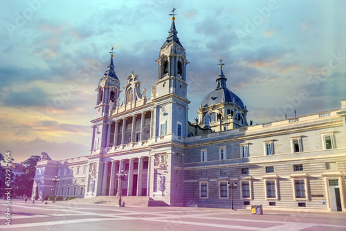 Almudena Cathedral facade, Madrid, Spain