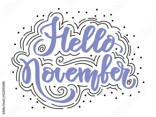 Hello november hand lettering phrase vector illustration