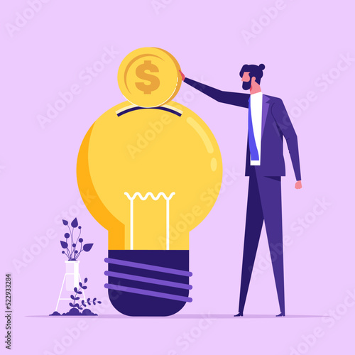 Fundraising idea, funding new innovative project, donation, investing or venture capital to support startup idea concept, business people donate or contribute fund raiser new project