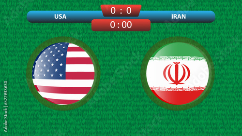 Announcement of the match between the USA and Iran as part of the soccer international tournament in Qatar 2022. Group A match. Vector illustration. Sport template.