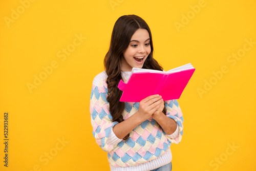 School child with book. Learning and education.