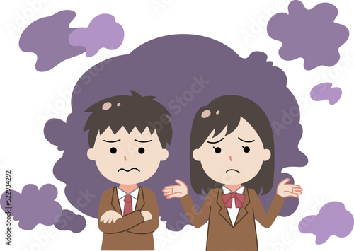 不安・悩む・モヤモヤする学生のイラスト