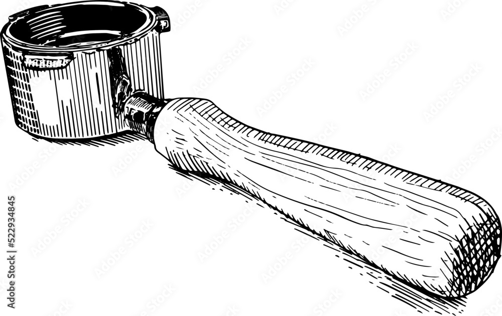 Filter holder for espresso coffee machines, wooden handle. Series of