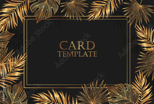 Vector leaves gold set Design banner Spring background. Vector illustration template.