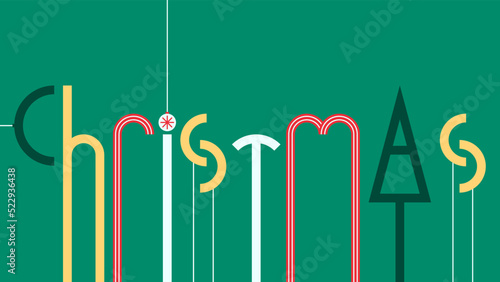 Banner with abstract Christmas lettering. Creative illustration in flat style.