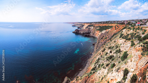 Beautiful landscape seacost with rocks at the sunny day