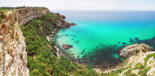 Beautiful landscape seacost with rocks at the sunny day