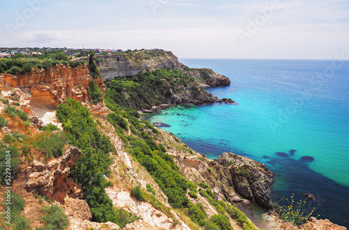 Beautiful landscape seacost with rocks at the sunny day