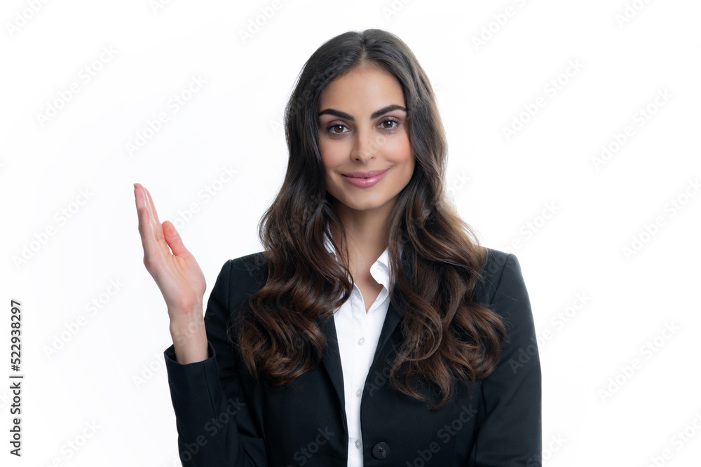 Woman point at copy space, showing copyspace pointing. Promo, girl showing advertisement content gesture, pointing with hand recommend product. Isolated background. Woman point at copy space, showing copyspace pointing. Promo, girl showing advertisement content gesture, pointing with hand recommend product. Isolated background.