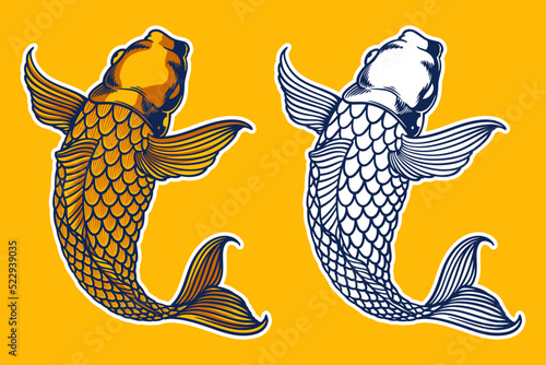 golden koi fish vector illustration cartoon style