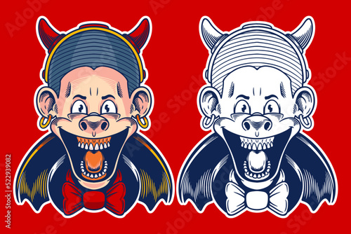 metal head mascot vector il...