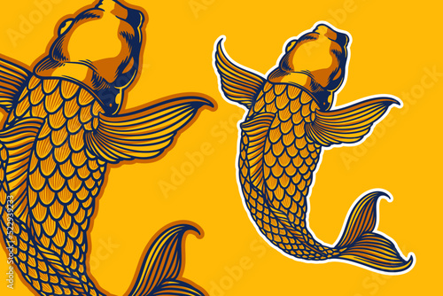 golden koi fish vector illustration cartoon style