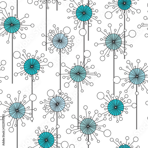 abstract flower design - seamless vector repeat pattern, use it for wrappings, fabric, packaging and other print and design projects