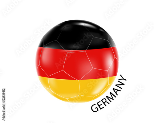 The flag of Germany in the style of a soccer ball.Football Cup 2022.Vector illustration of a three-dimensional football ball.Tournament in Qatar.