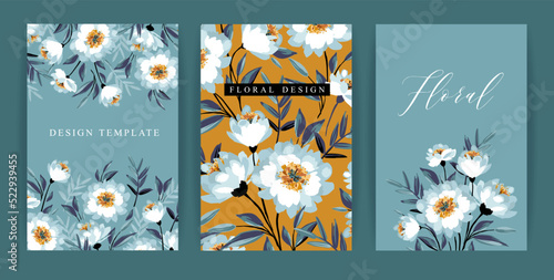 Set of vector floral design. Template for card, poster, flyer, cover, home decor and other.