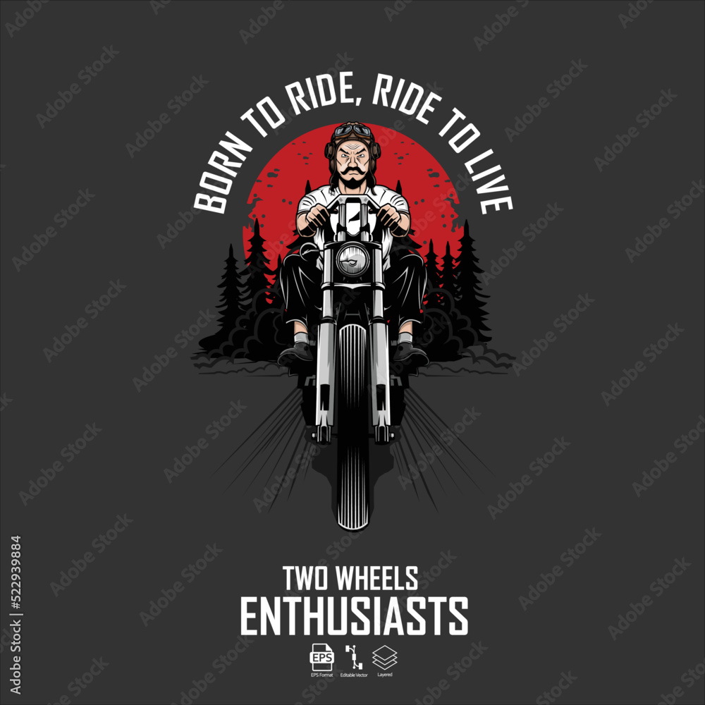 Fototapeta premium CHOOPER MOTORCYCLE ILLUSTRATION WITH A GRAY BACKGROUND