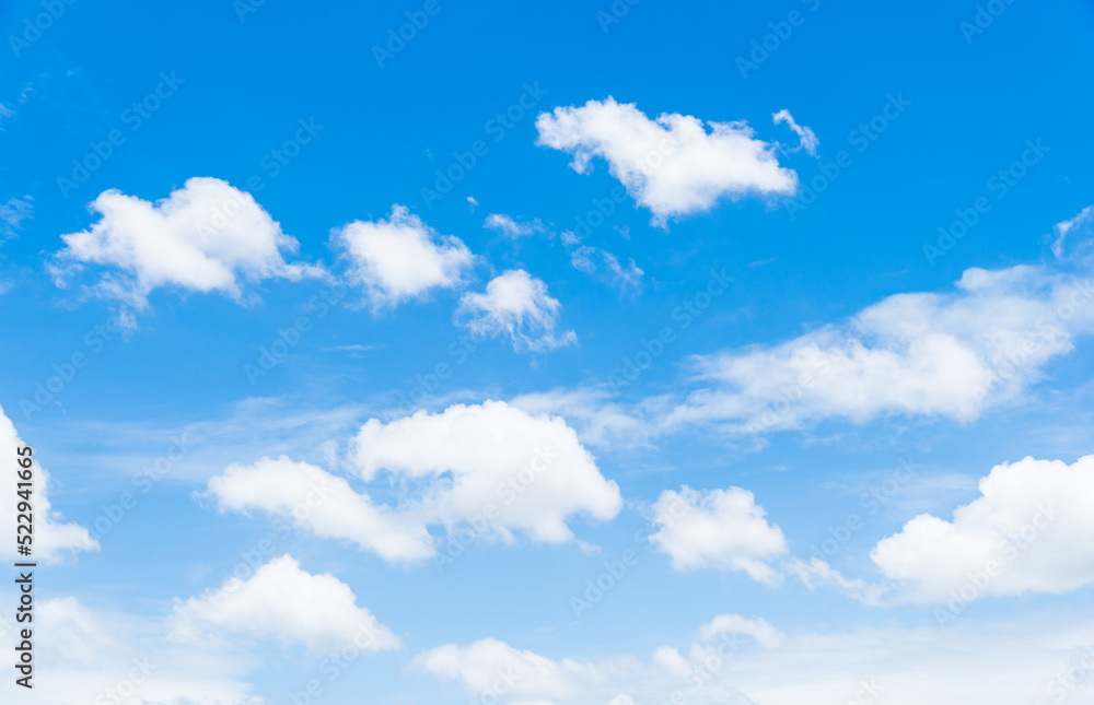 Fototapeta premium Clear blue sky and white clouds for background, summer background