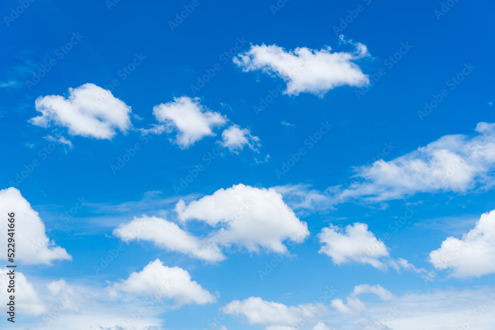 Clear blue sky and white clouds  for background, summer background