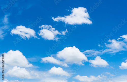Clear blue sky and white clouds for background, summer background