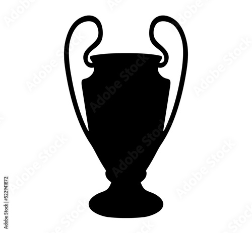 Champions Cup flat black line icon. First place trophy badge. Chalice icon.