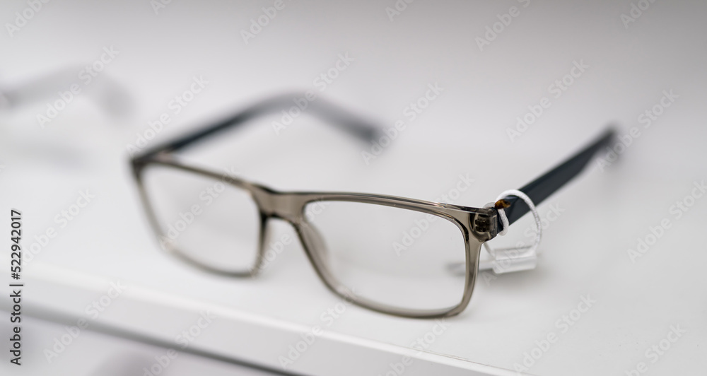 Vision eyesight accessory with black frame. Modern eyeglasses on white isolated background. Vision eyesight accessory with black frame. Modern eyeglasses on white isolated background.